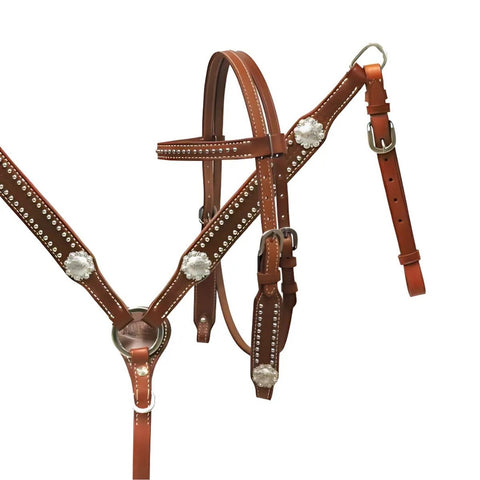 Showman ® PONY headstall and breast collar set with silver conchos.