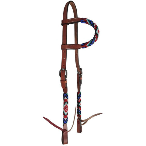 Showman ® Beaded one ear headstall with southwest design.