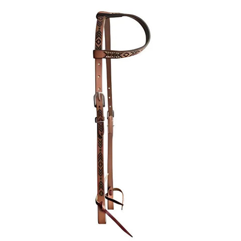 Showman ® One Ear Argentina Leather Headstall with stamped Southwest design.