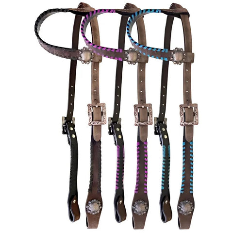 Showman ® One Ear Rawhide Laced Leather Headstall *No Reins*
