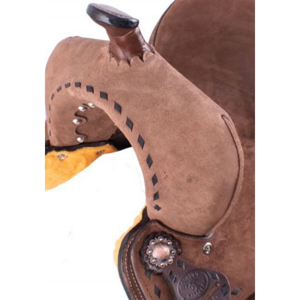 12", 13" Double T Youth/Pony Chocolate Roughout Barrel Saddle with extra deep seat and buckstitch trim
