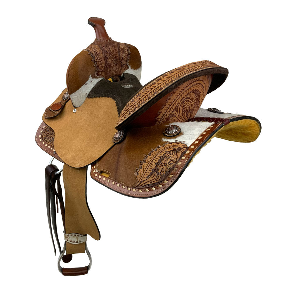 13" Double T Floral Frontier Barrel Style Saddle