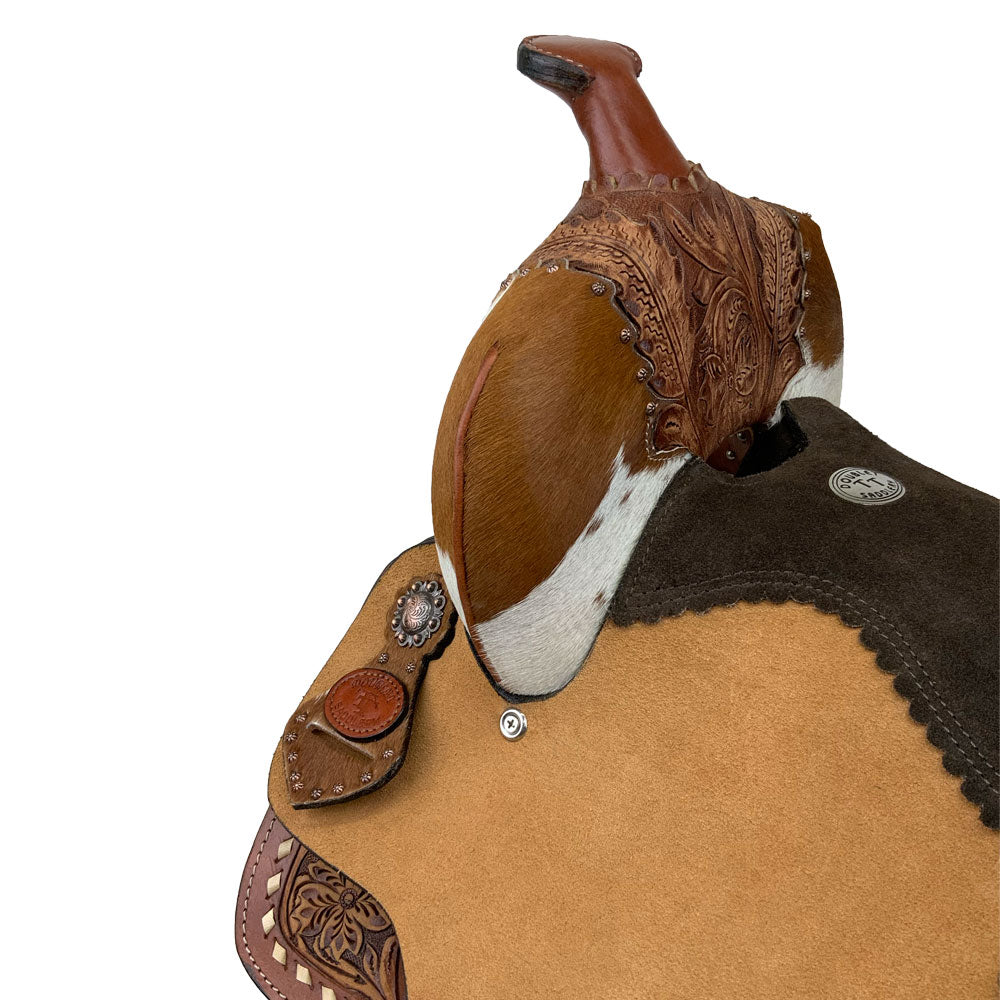 13" Double T Floral Frontier Barrel Style Saddle