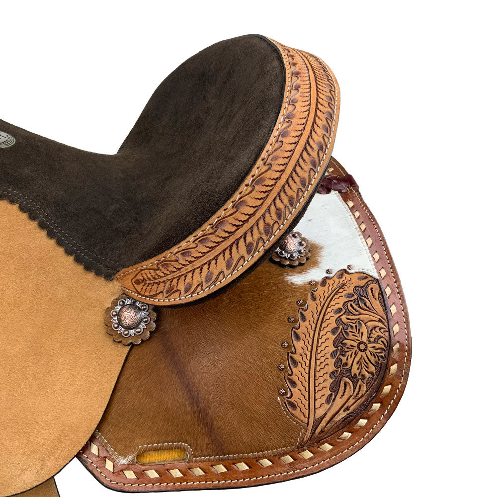 13" Double T Floral Frontier Barrel Style Saddle
