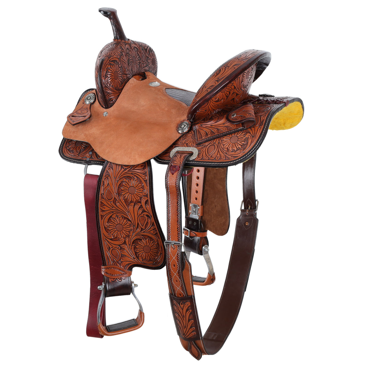 14" , 15" Double T Exotic Midnight Gator Barrel Style Saddle