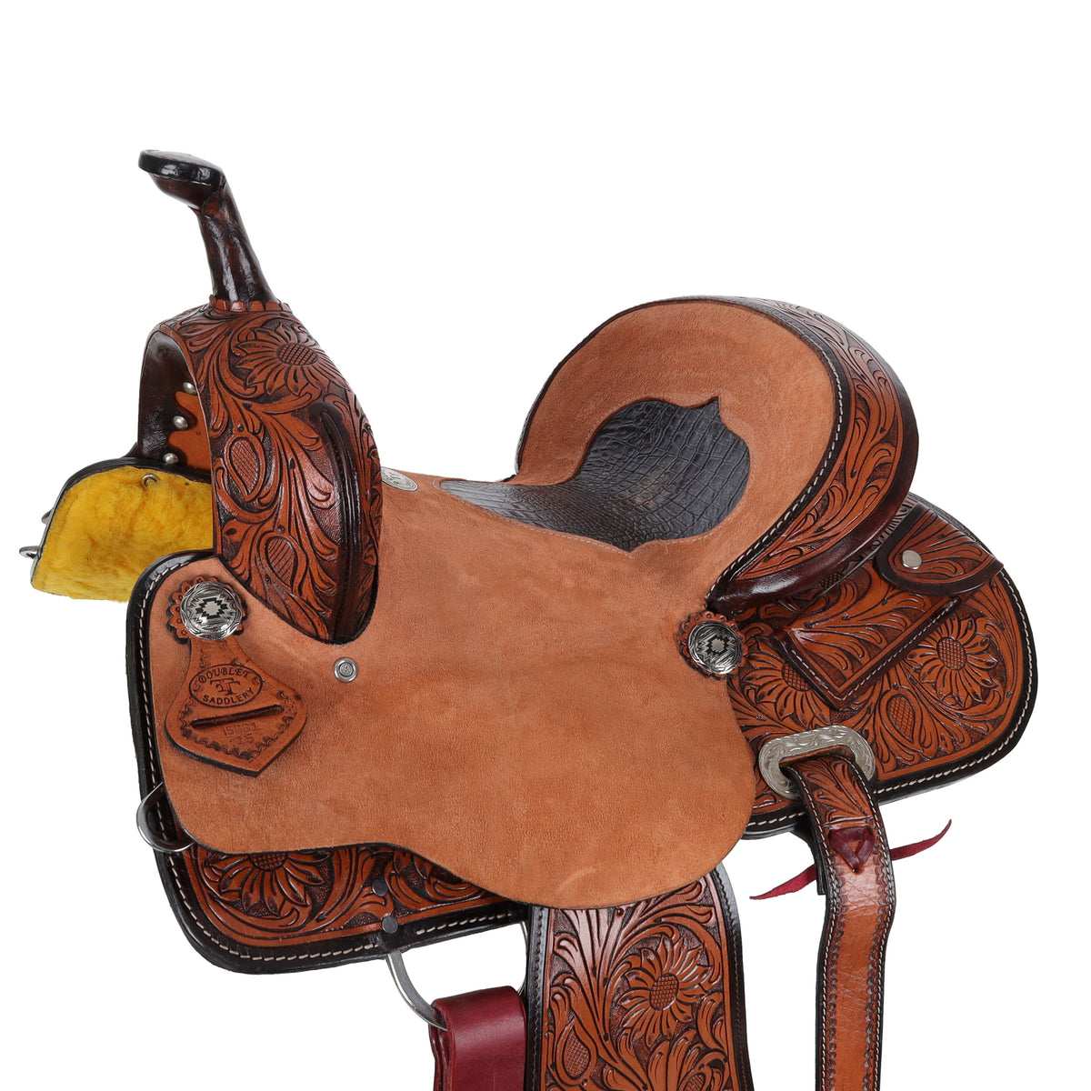 14" , 15" Double T Exotic Midnight Gator Barrel Style Saddle