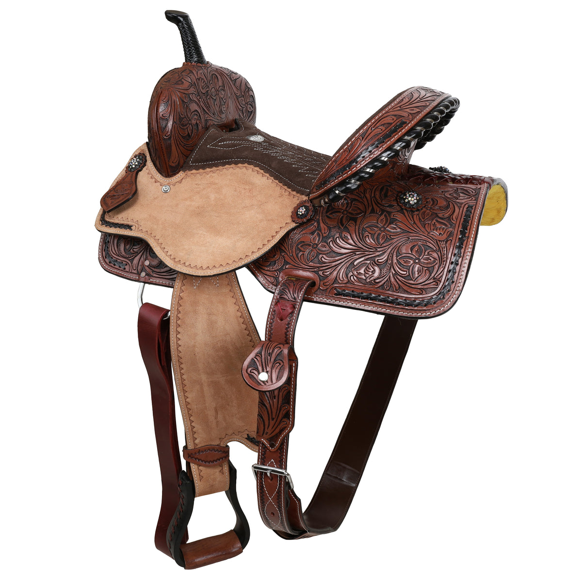 15" Double T Classic Stitch Desert Lace Barrel Saddle