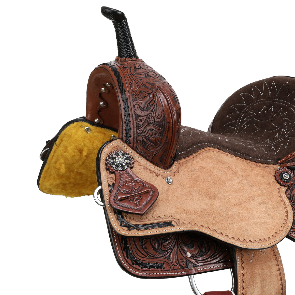 15" Double T Classic Stitch Desert Lace Barrel Saddle