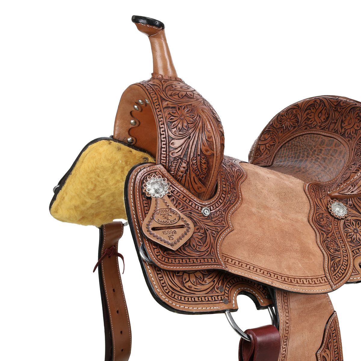 15" Double T Exotic Golden Gator Barrel Saddle