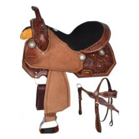 15", 16" Double T barrel style saddle set - Double T Saddles