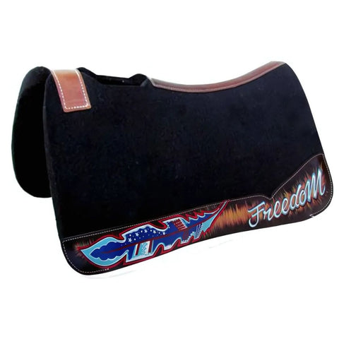 Showman ® 31" Wide x 32" black felt saddle pad with "Freedom" design.