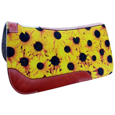 Showman ® 31" X 32" Sunflower Printed Solid Felt Saddle Pad.
