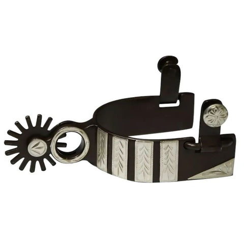 Showman ®  Antique brown spur with engraved silver overlays.