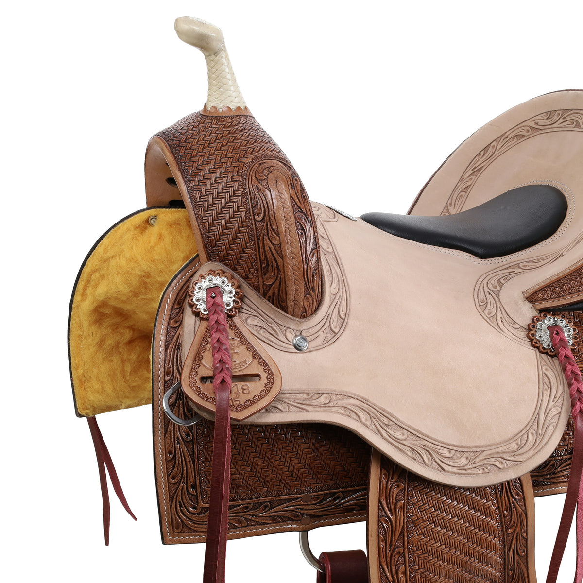 15" Double T Amber Gold Barrel Style Saddle