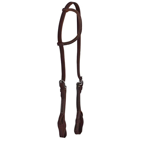 Showman ® Heavy Oiled leather one ear headstall with quick change bit loops.