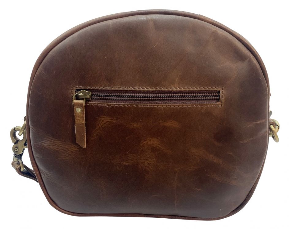 Klassy Cowgirl Leather round Crossbody Bag with diamond pattern hair on cowhide