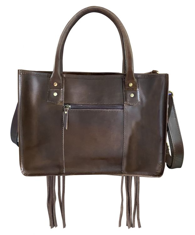 Klassy Cowgirl Hair on Cowhide leather Tote Bag with Fringe