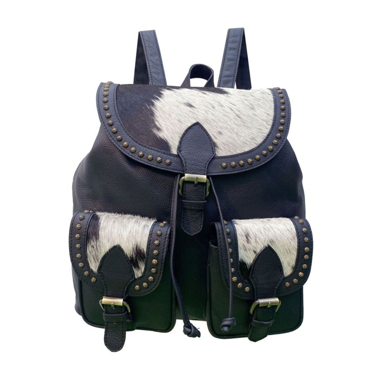 cowhide leather backpack Klassy Cowgirl Hair on Horse Saddle Corral Conceal Carry Pocket Small Vintage Leather Backpack for