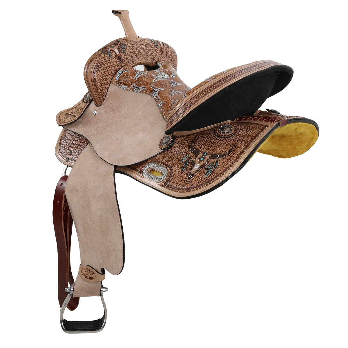 15" Double T Weathered Steer Barrel Style Saddle