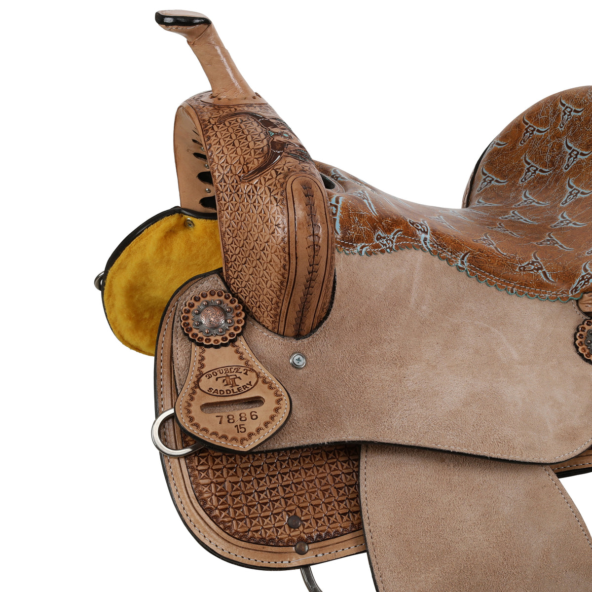 15" Double T Weathered Steer Barrel Style Saddle