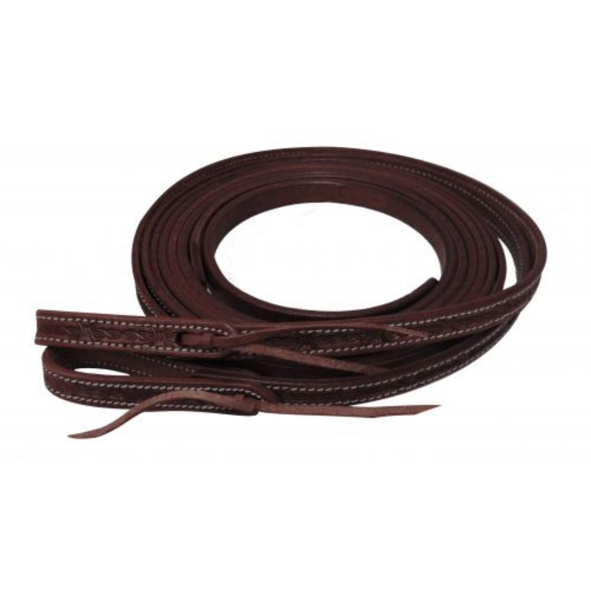 Showman ®  5/8" x 8ft Argentina cow leather barbed wire tooled split reins. - Double T Saddles