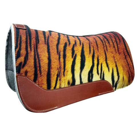 31" X 32" Tiger Printed Solid Felt Saddle Pad.