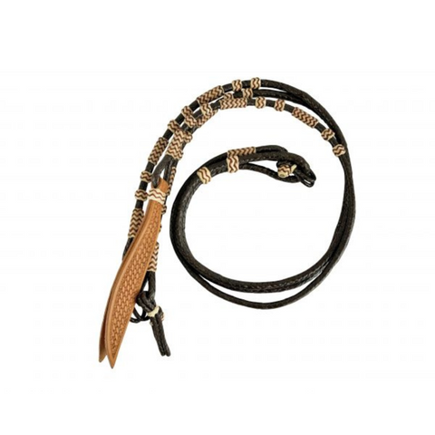 Braided Dark Brown rawhide Romal reins