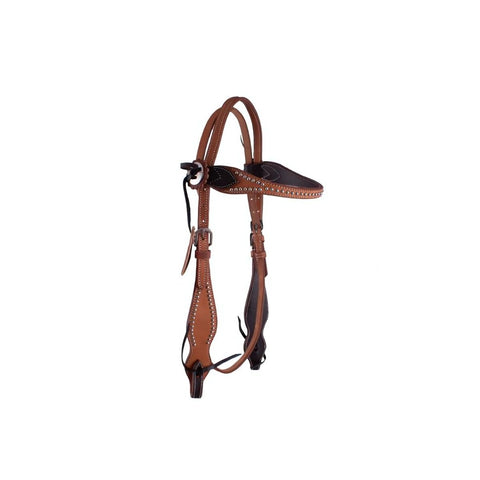 Showman ® Argentina Cow leather Browband Headstall with dark brown accent trim.