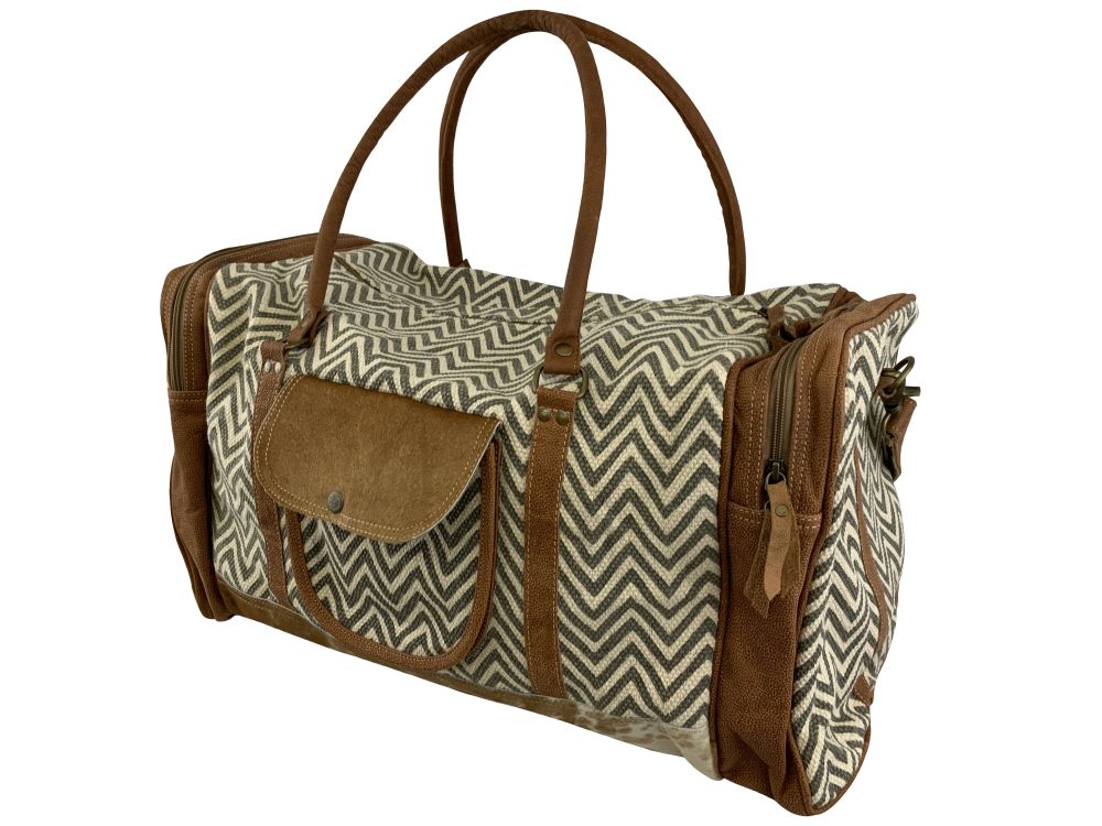 Klassy Cowgirl Chevron Upcycled Weekender Duffle Bag