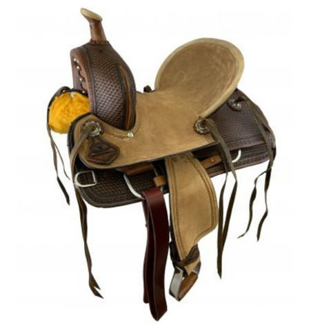 10", 12" DOUBLE T  YOUTH HARD SEAT BARREL SADDLE W/ DEEP SEAT - Double T Saddles