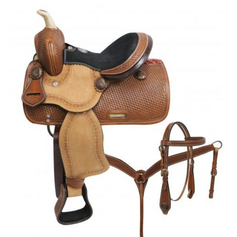 10"  DOUBLE T  PONY SADDLE SET WITH BASKET TOOLING - Double T Saddles