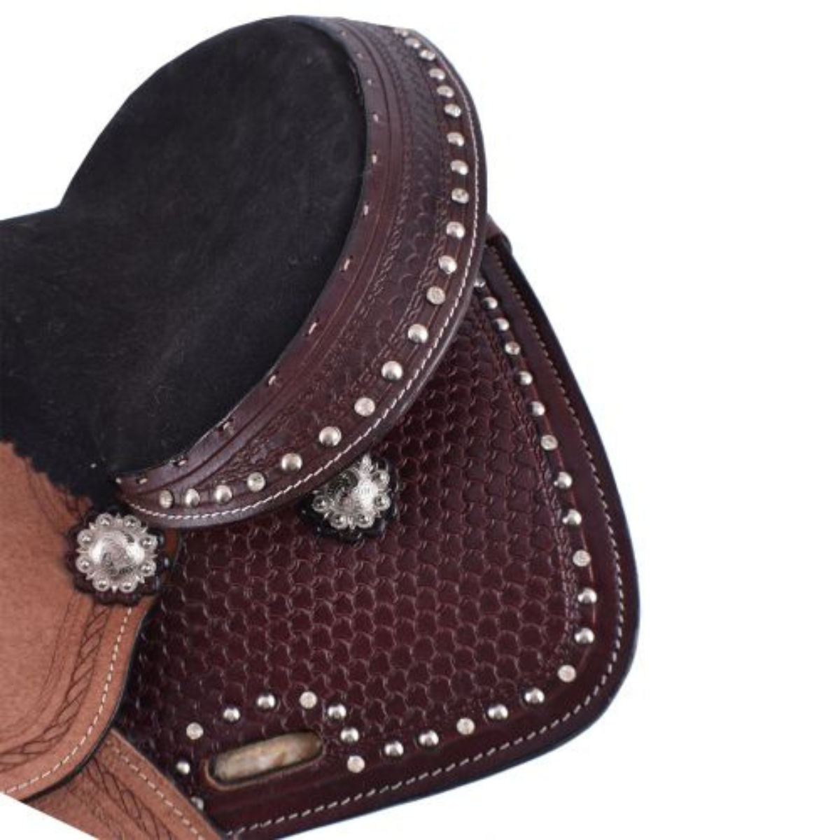 10" DOUBLE T PONY SADDLE WITH BASKET WEAVE TOOLING - Double T Saddles