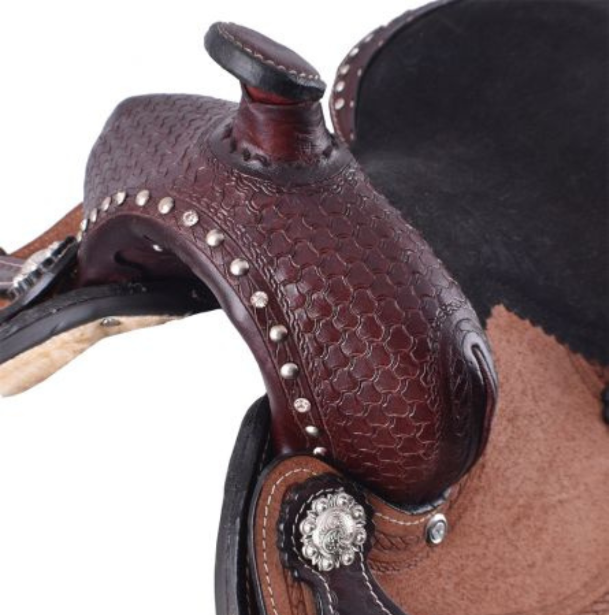 10" DOUBLE T PONY SADDLE WITH BASKET WEAVE TOOLING - Double T Saddles