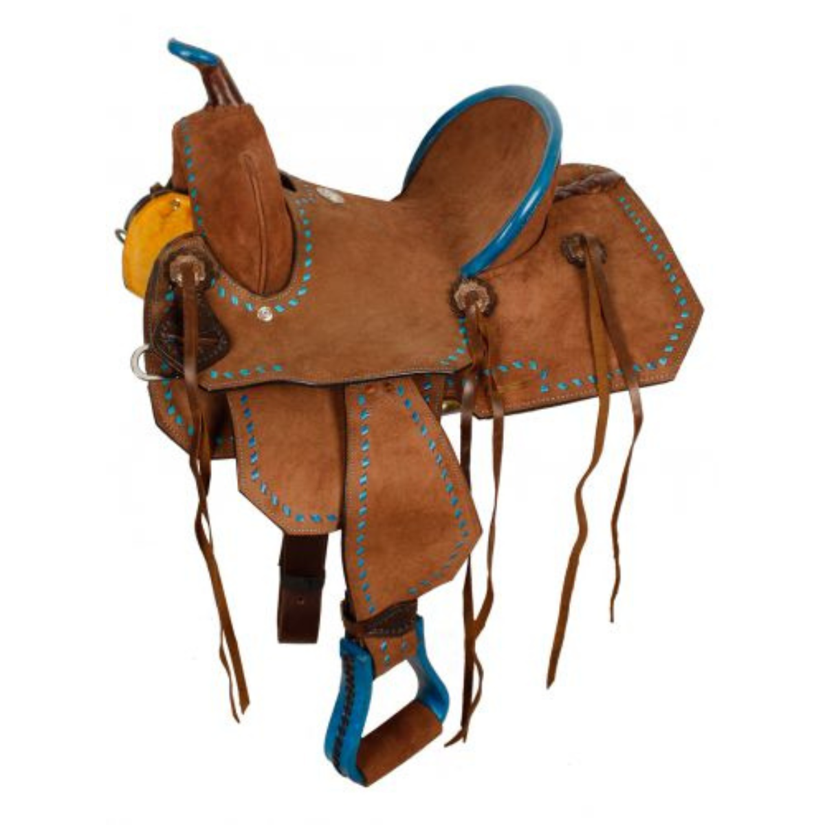 10" DOUBLE T YOUTH/PONY CHOCOLATE ROUGHOUT BARREL SADDLE - Double T Saddles