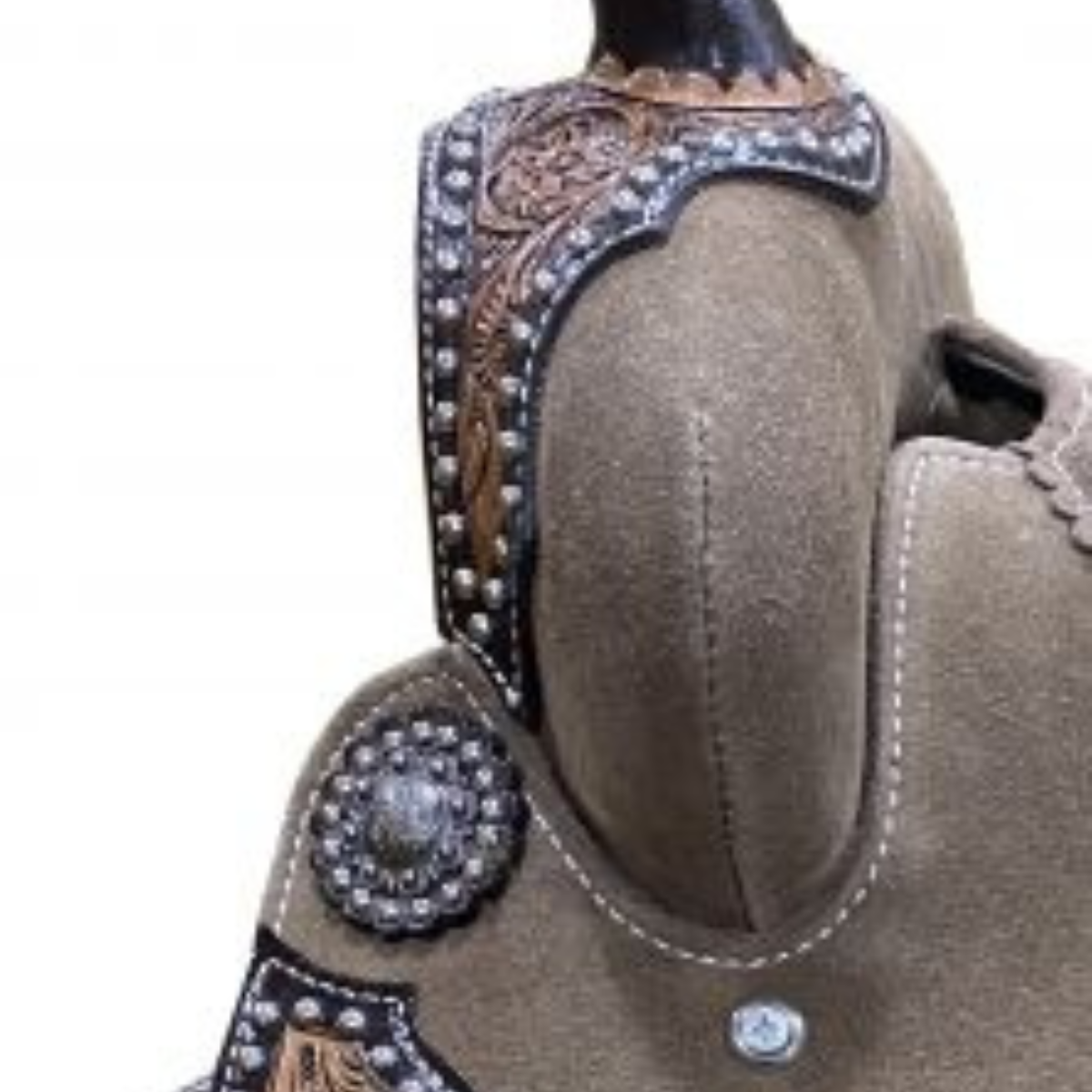 12" DOUBLE T ROUGH OUT BARREL STYLE SADDLE WITH CHEETAH PRINTED INLAY - Double T Saddles