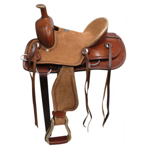 12" DOUBLE T  YOUTH HARD SEAT ROPER STYLE SADDLE - Double T Saddles