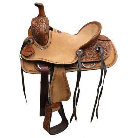 12" DOUBLE T  YOUTH HARD SEAT ROPER STYLE SADDLE - Double T Saddles