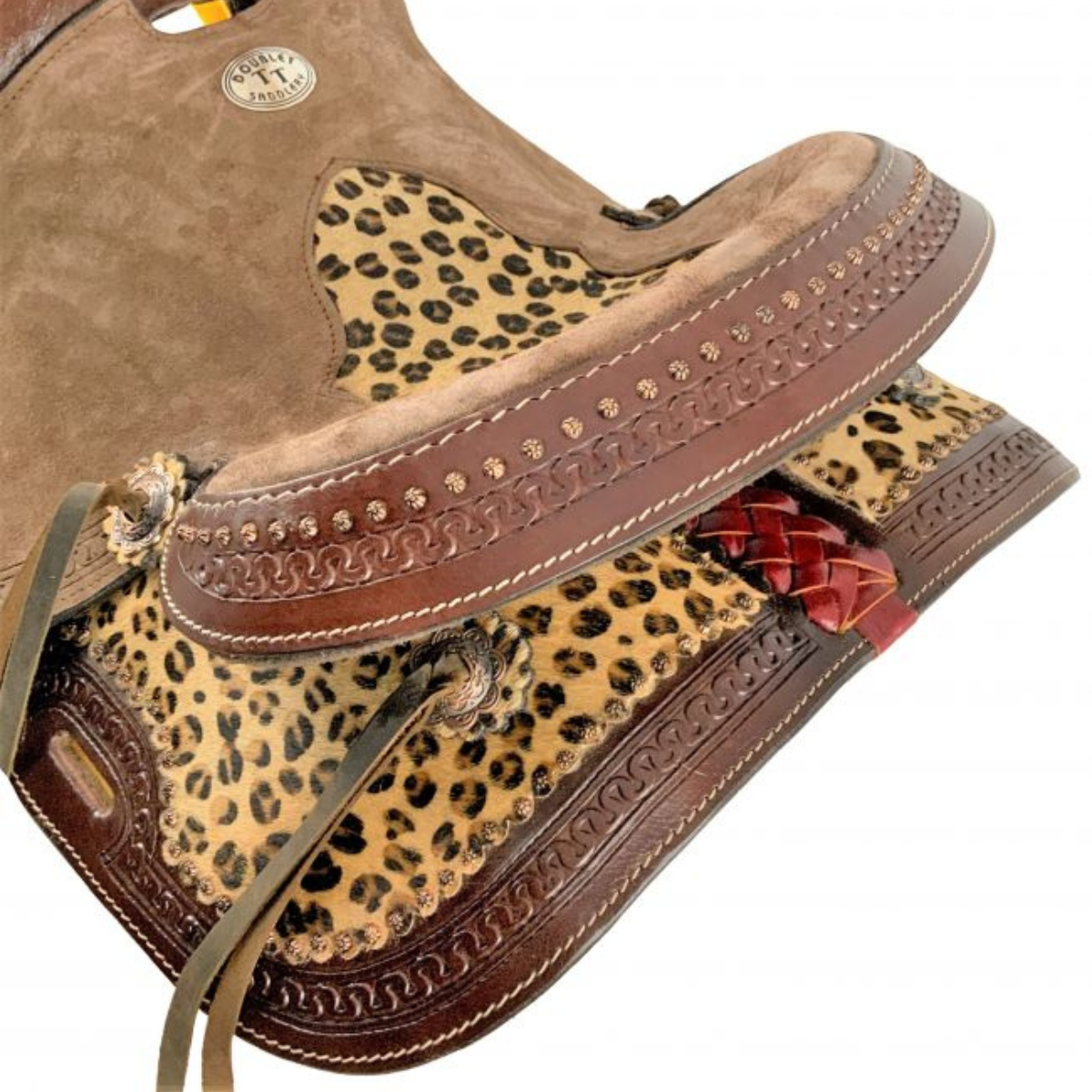 12" DOUBLE T BARREL SADDLE WITH CHEETAH SEAT - Double T Saddles