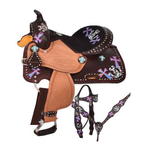 12" DOUBLE T YOUTH BARREL STYLE SADDLE SET - Double T Saddles