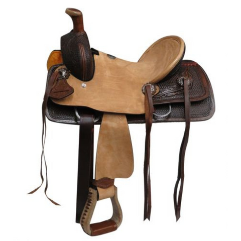 12" DOUBLE T  YOUTH HARD SEAT ROPER STYLE SADDLE - Double T Saddles