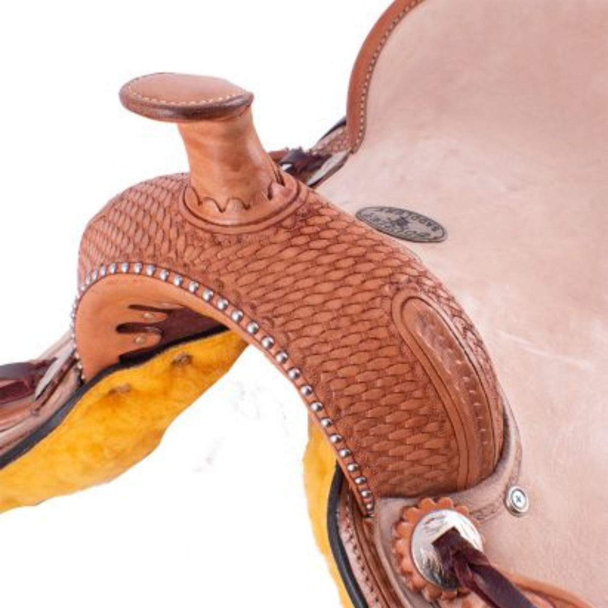 12" DOUBLE T YOUTH ROPING SADDLE - BASKETWEAVE TOOLING - Double T Saddles