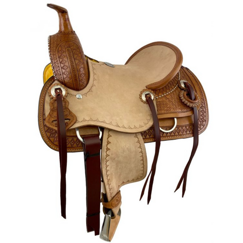 12" DOUBLE T YOUTH ROPING SADDLE WITH DIAMOND TOOLING - Double T Saddles