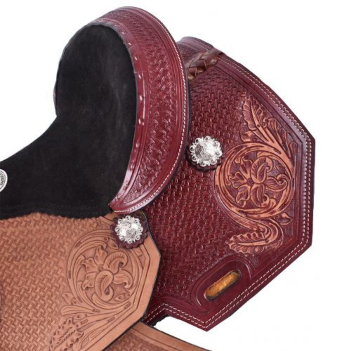 12" DOUBLE T YOUTH SADDLE WITH FLORAL TOOLING - Double T Saddles
