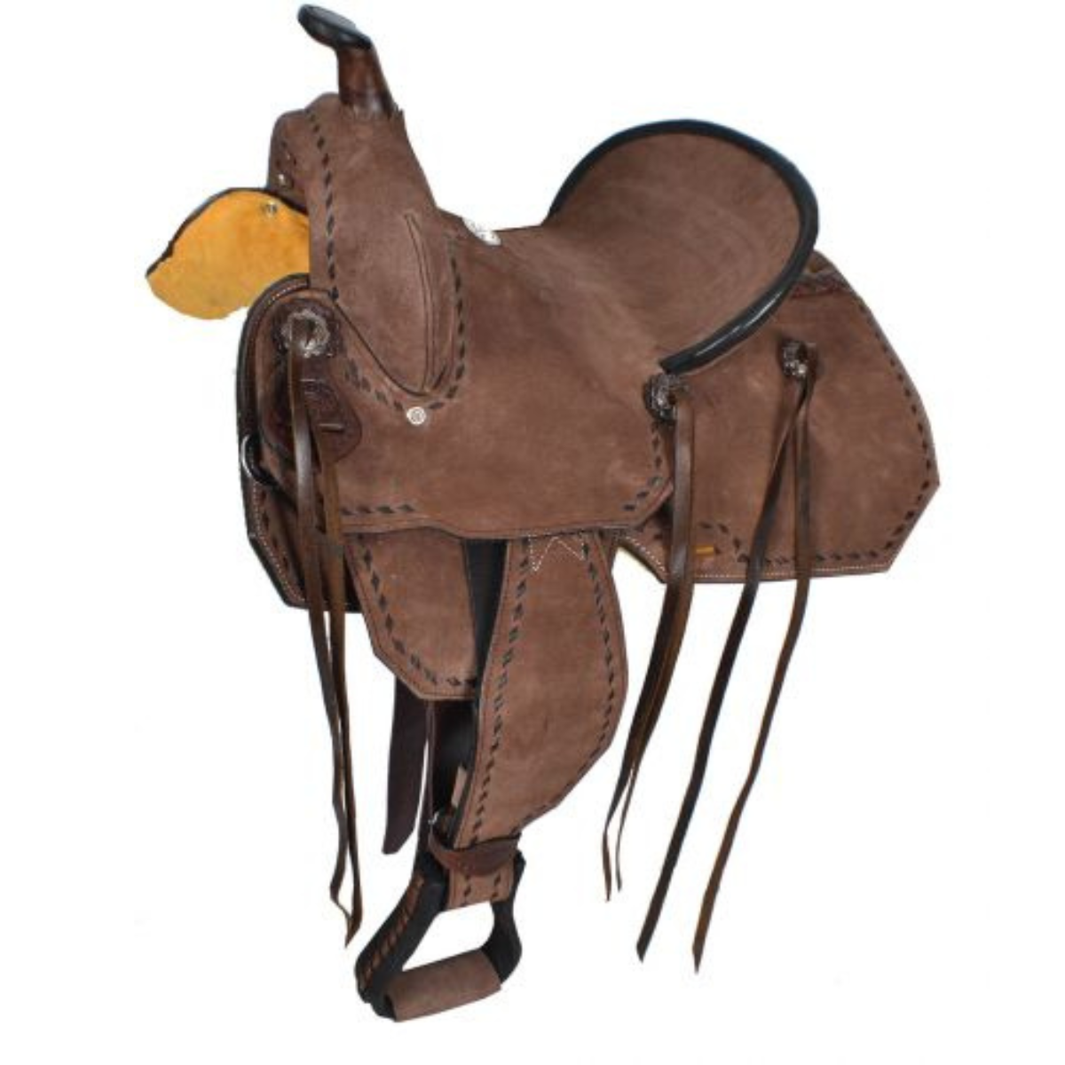 12" DOUBLE T YOUTH/PONY CHOCOLATE ROUGHOUT BARREL SADDLE - Double T Saddles