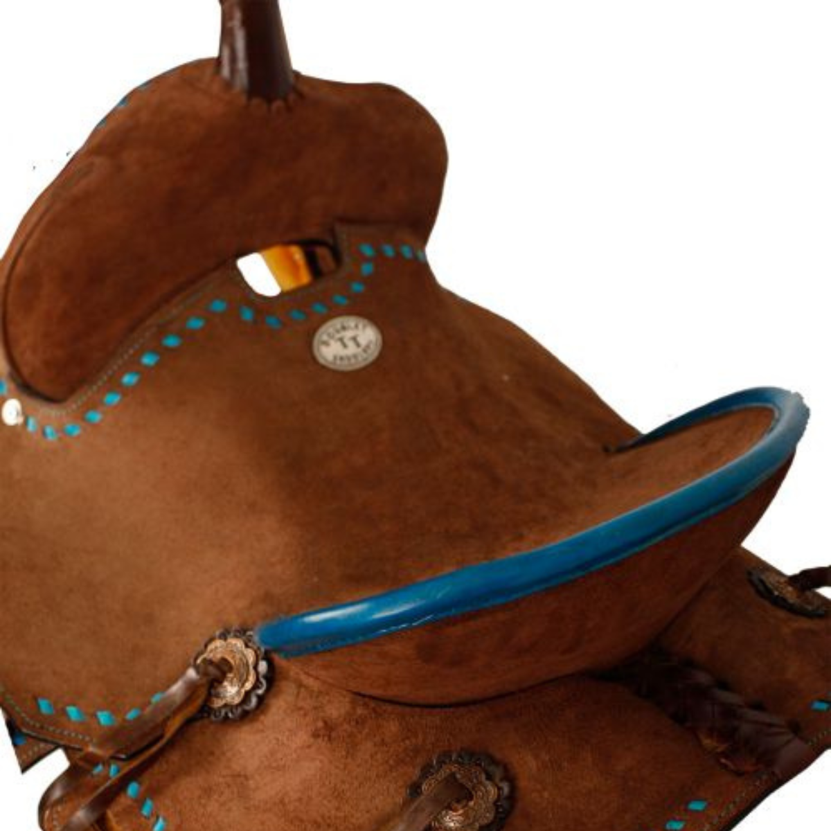 12" DOUBLE T YOUTH/PONY CHOCOLATE ROUGHOUT BARREL SADDLE - Double T Saddles