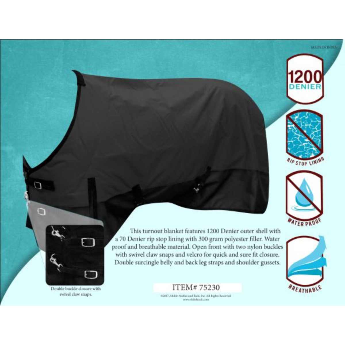 1200 DENIER WATERPROOF AND BREATHABLE TURNOUT BLANKET - Double T Saddles