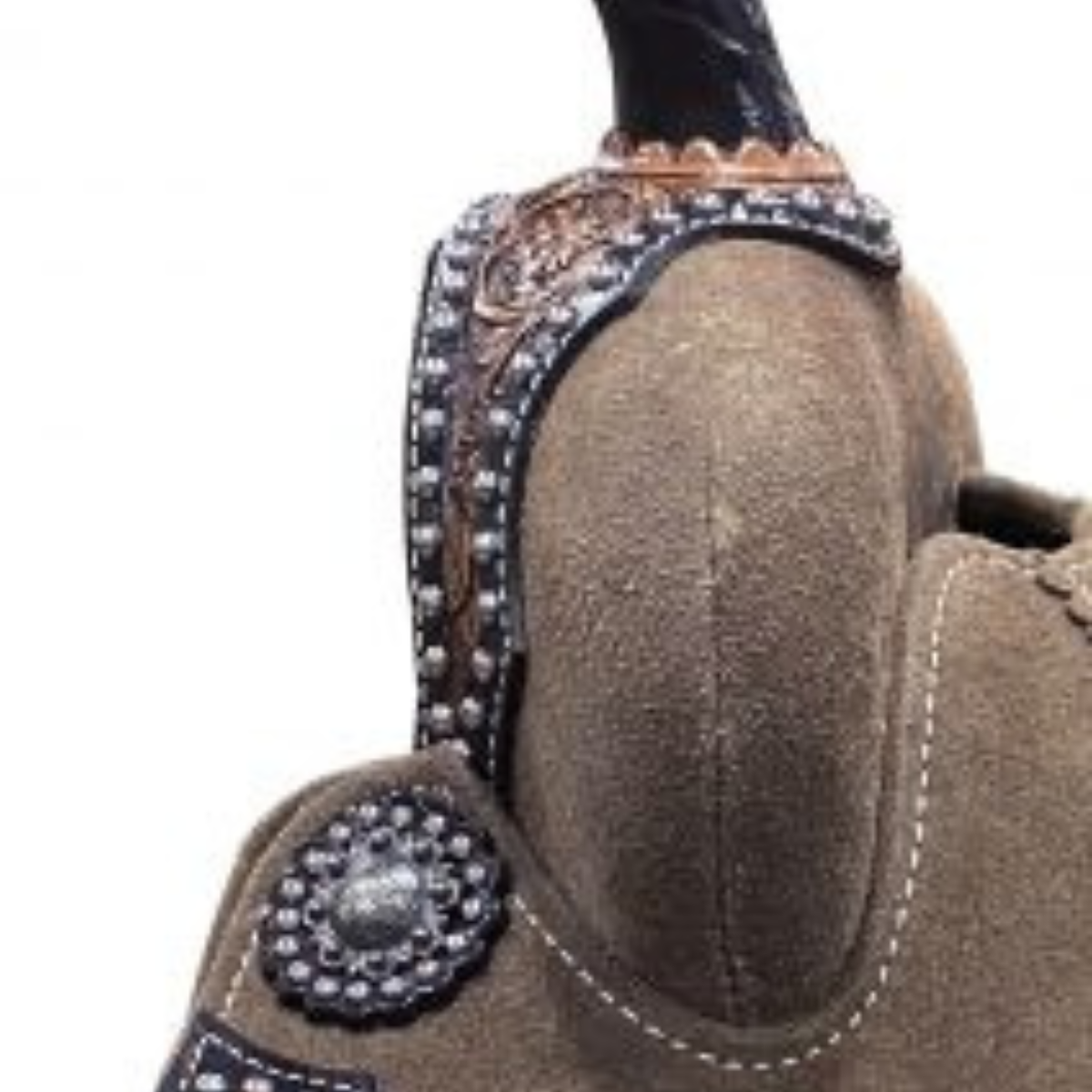 13" Double T Rough Out Barrel Style Saddle With Cheetah Printed Inlay - Double T Saddles