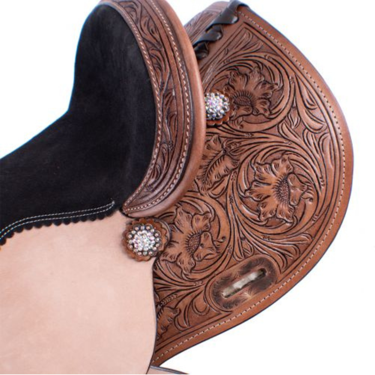 12", 13" DOUBLE T YOUTH BARREL SADDLE - CRYSTAL RHINESTONES - Double T Saddles