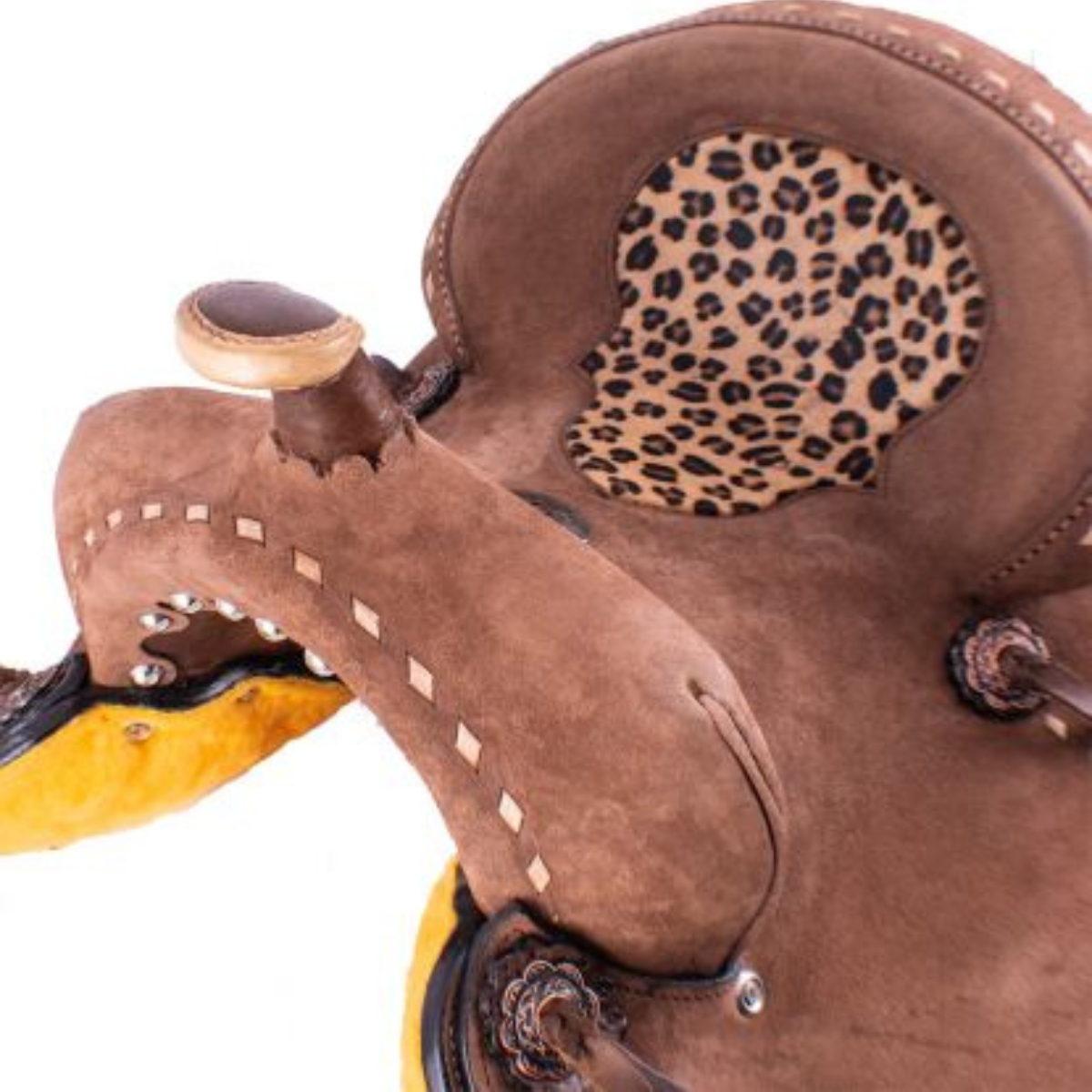 13" DOUBLE T YOUTH HARD SEAT BARREL SADDLE WITH CHEETAH SEAT - Double T Saddles