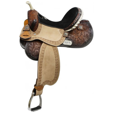 14", 15", 16" DOUBLE T BARREL STYLE SADDLE WITH BARREL RACER CONCHOS - Double T Saddles